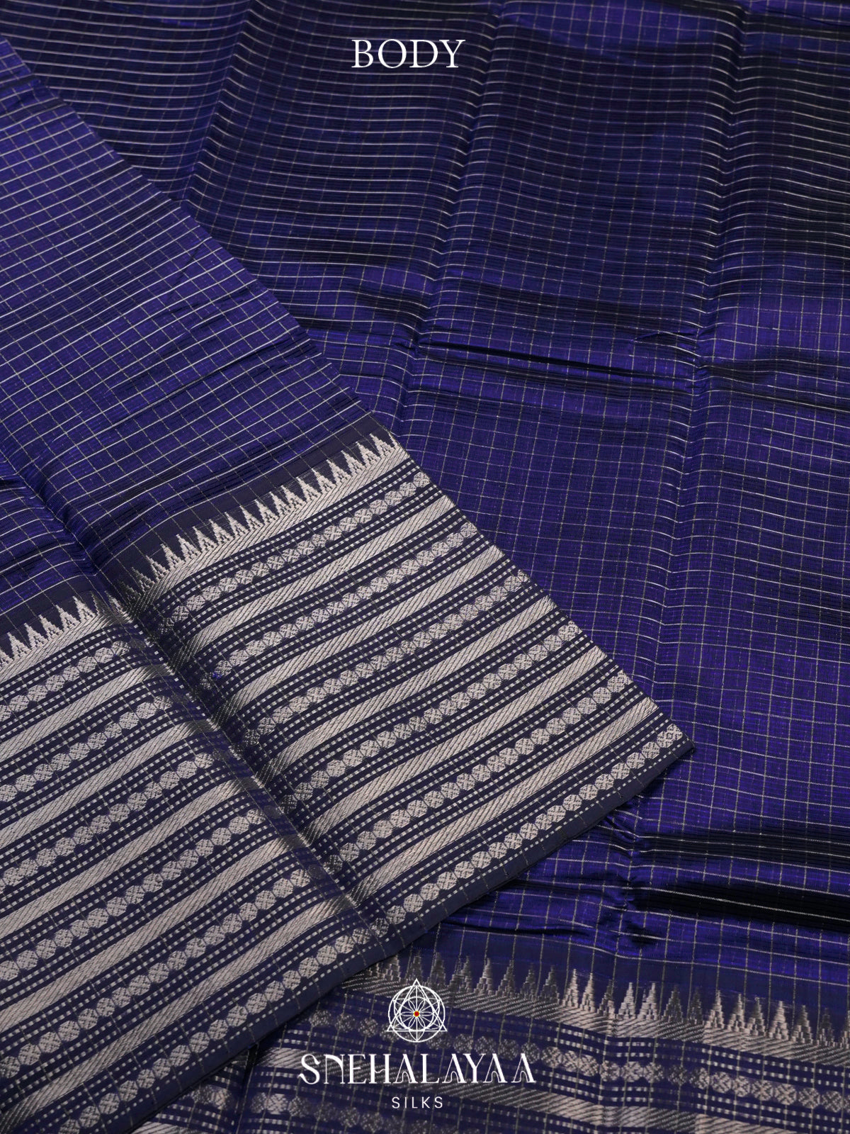 Blue Mangalagiri Silk Cotton Saree with Zari Border