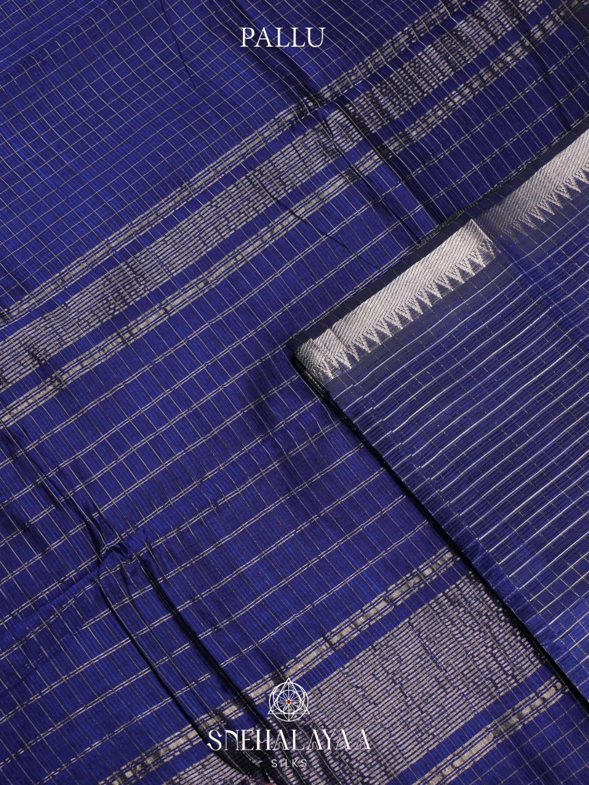 Blue Mangalagiri Silk Cotton Saree with Zari Border