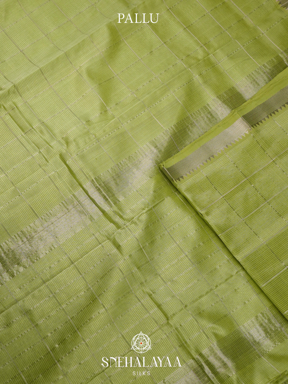 Green Mangalagiri Silk Cotton Saree with Ikat Border