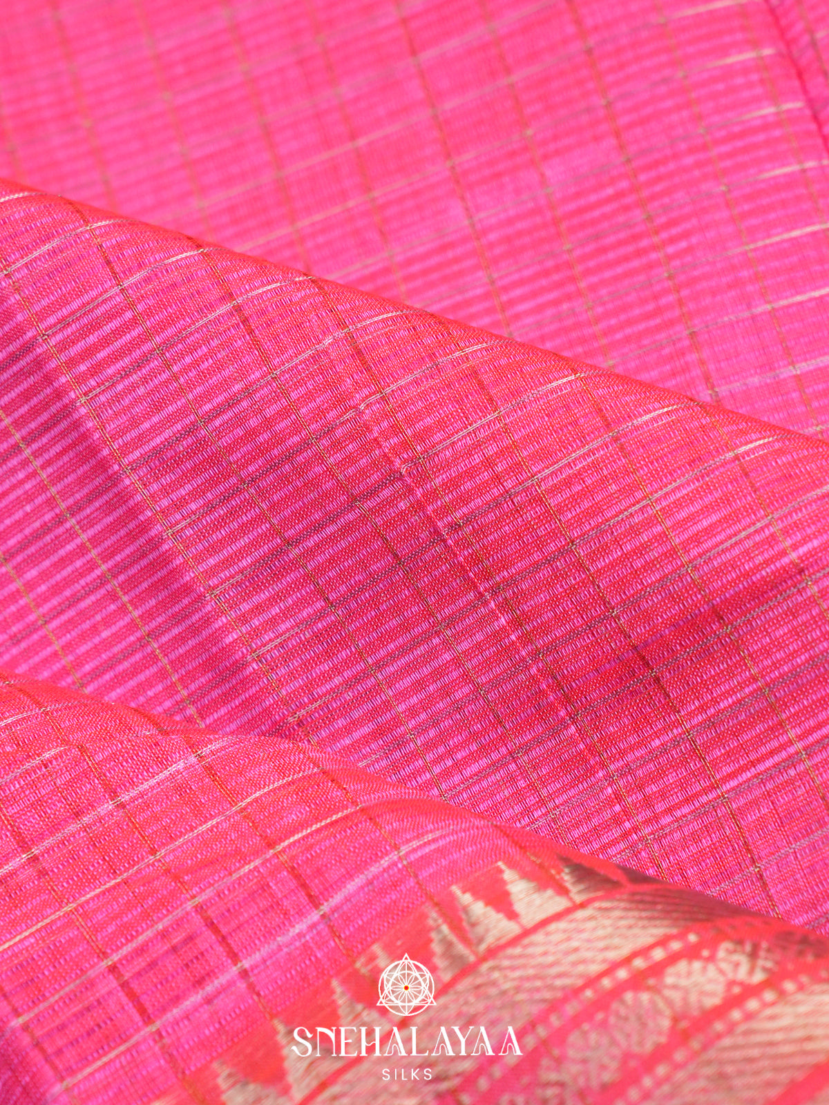 Pink Mangalagiri Silk Cotton Saree with Zari Border