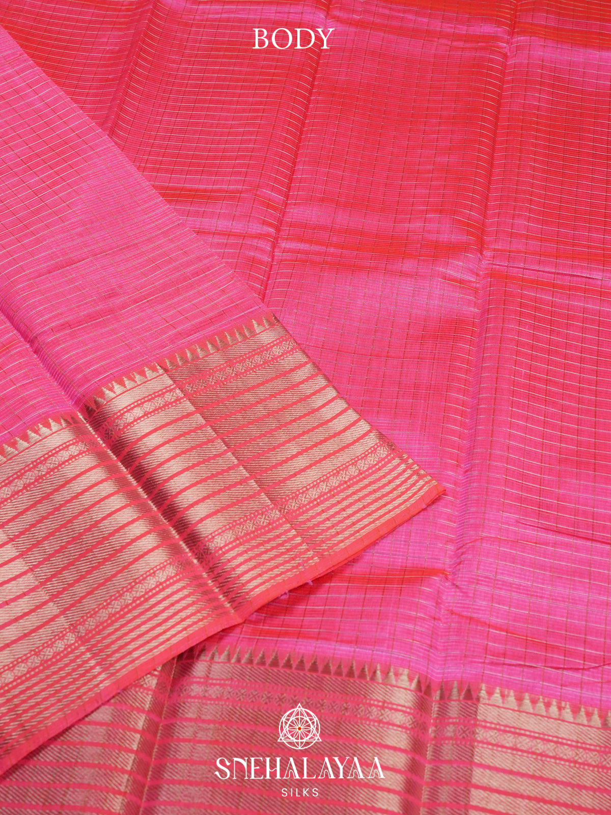 Pink Mangalagiri Silk Cotton Saree with Zari Border