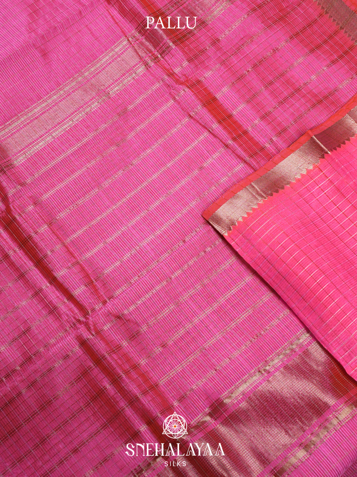 Pink Mangalagiri Silk Cotton Saree with Zari Border