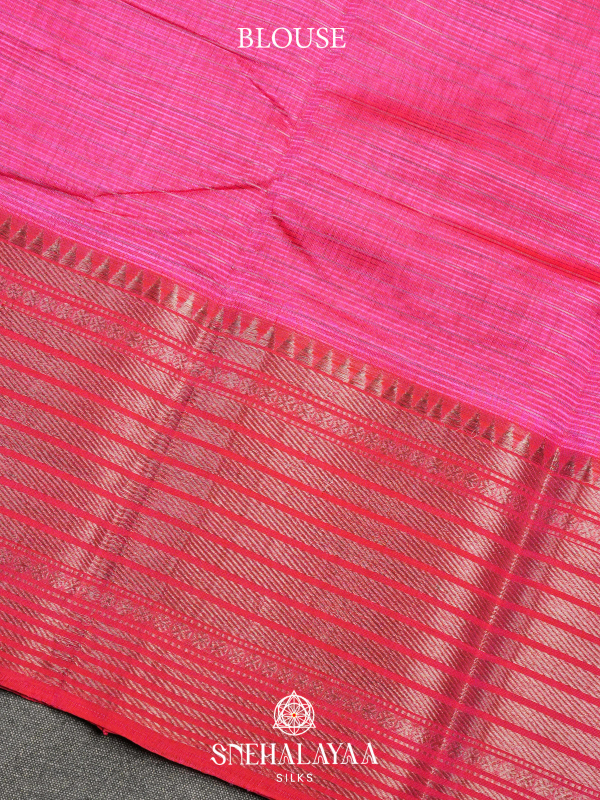 Pink Mangalagiri Silk Cotton Saree with Zari Border