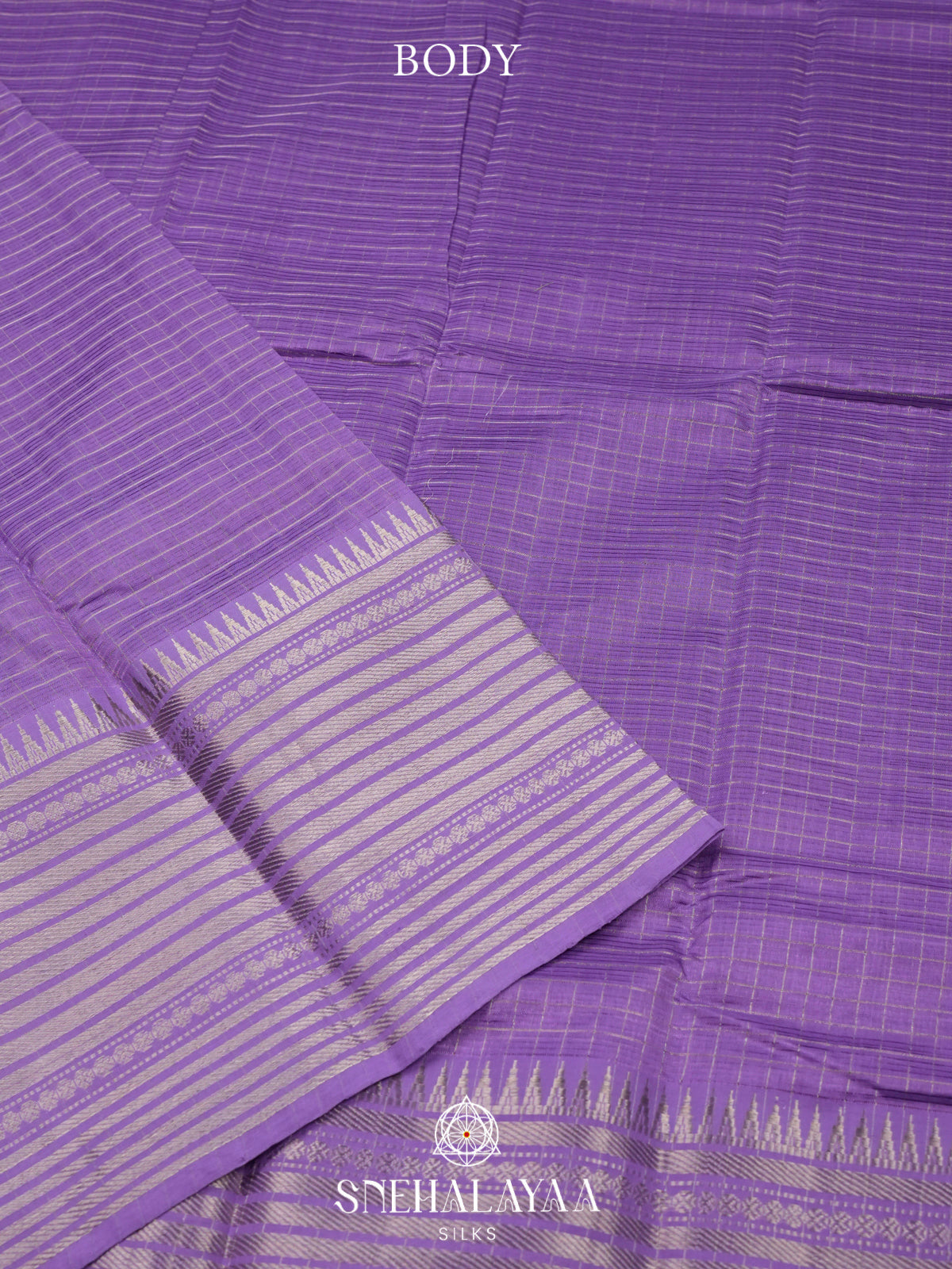 Lavender Mangalagiri Silk Cotton Saree with Zari Border