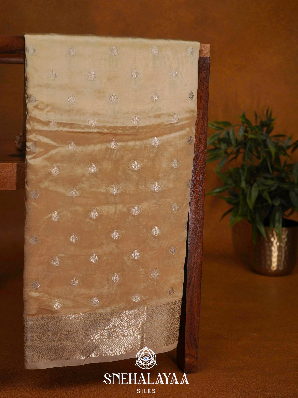 Cream  Banaras Saree