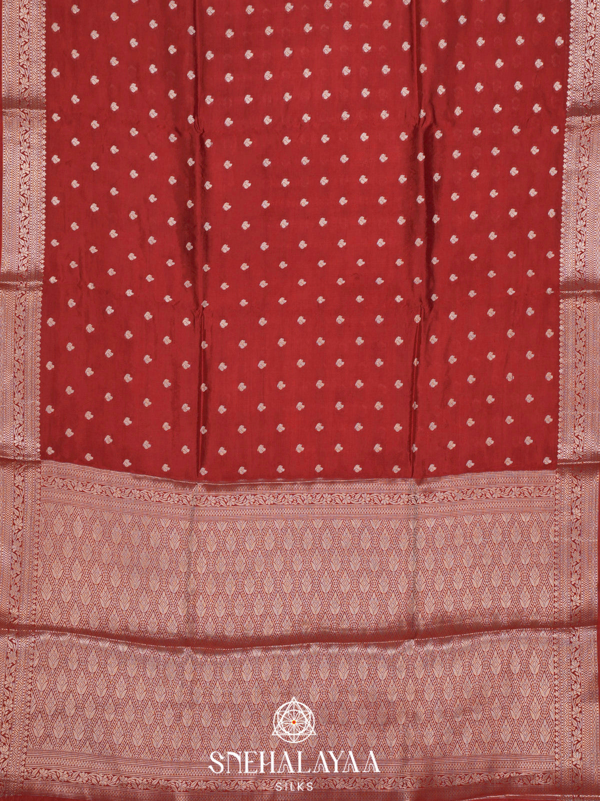 Coral Red  Banaras Saree