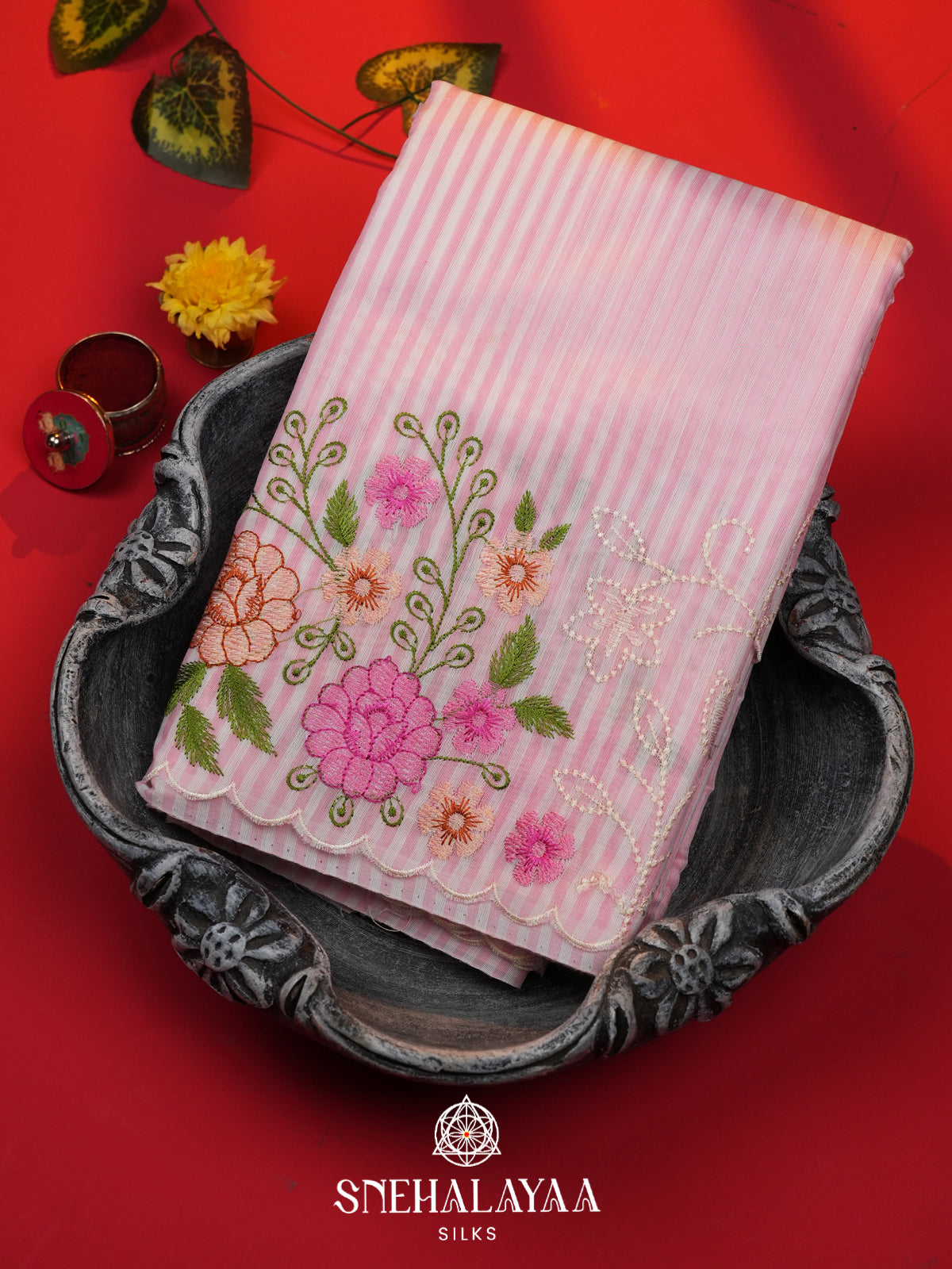 Pink Linen Saree