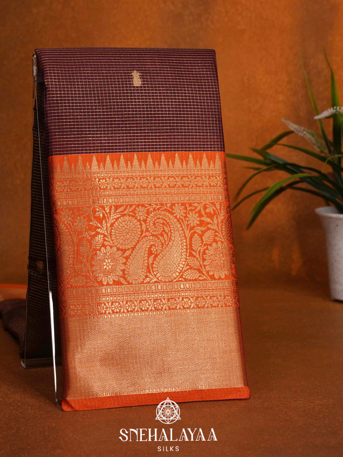 Chocolate Brown  Art Silk Saree