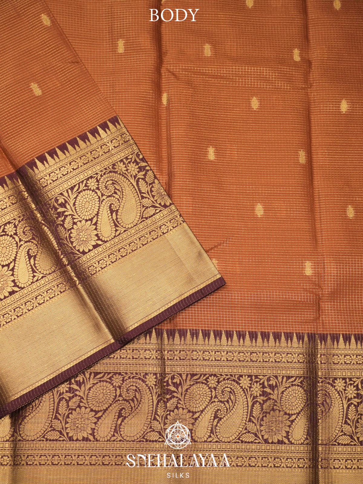 Burnt Orange  Art Silk Saree