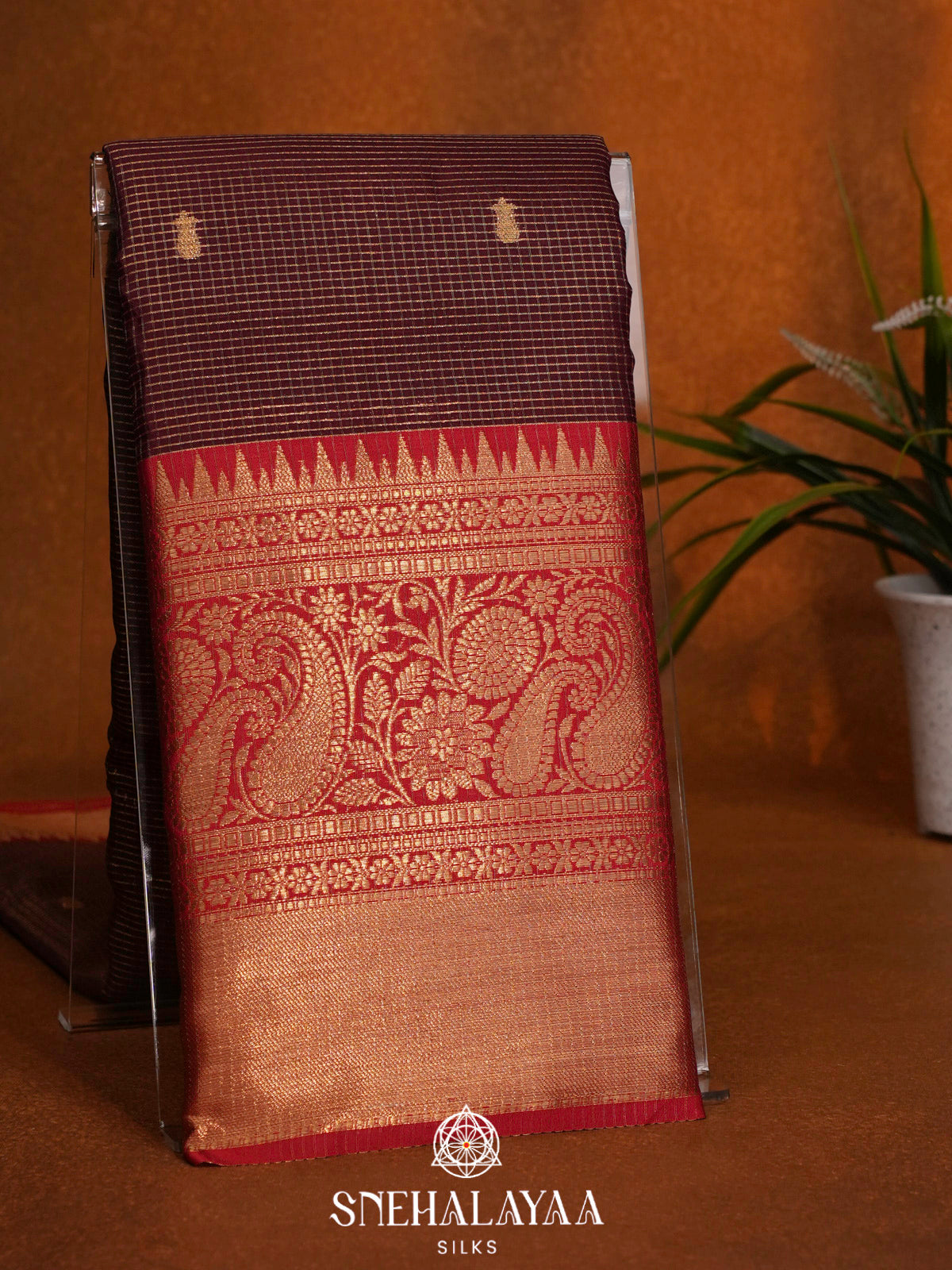 Chocolate Brown  Art Silk Saree