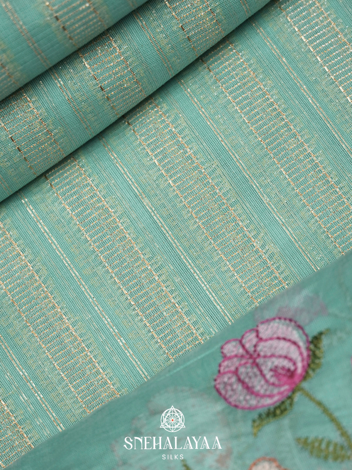 Teal Green Linen Saree