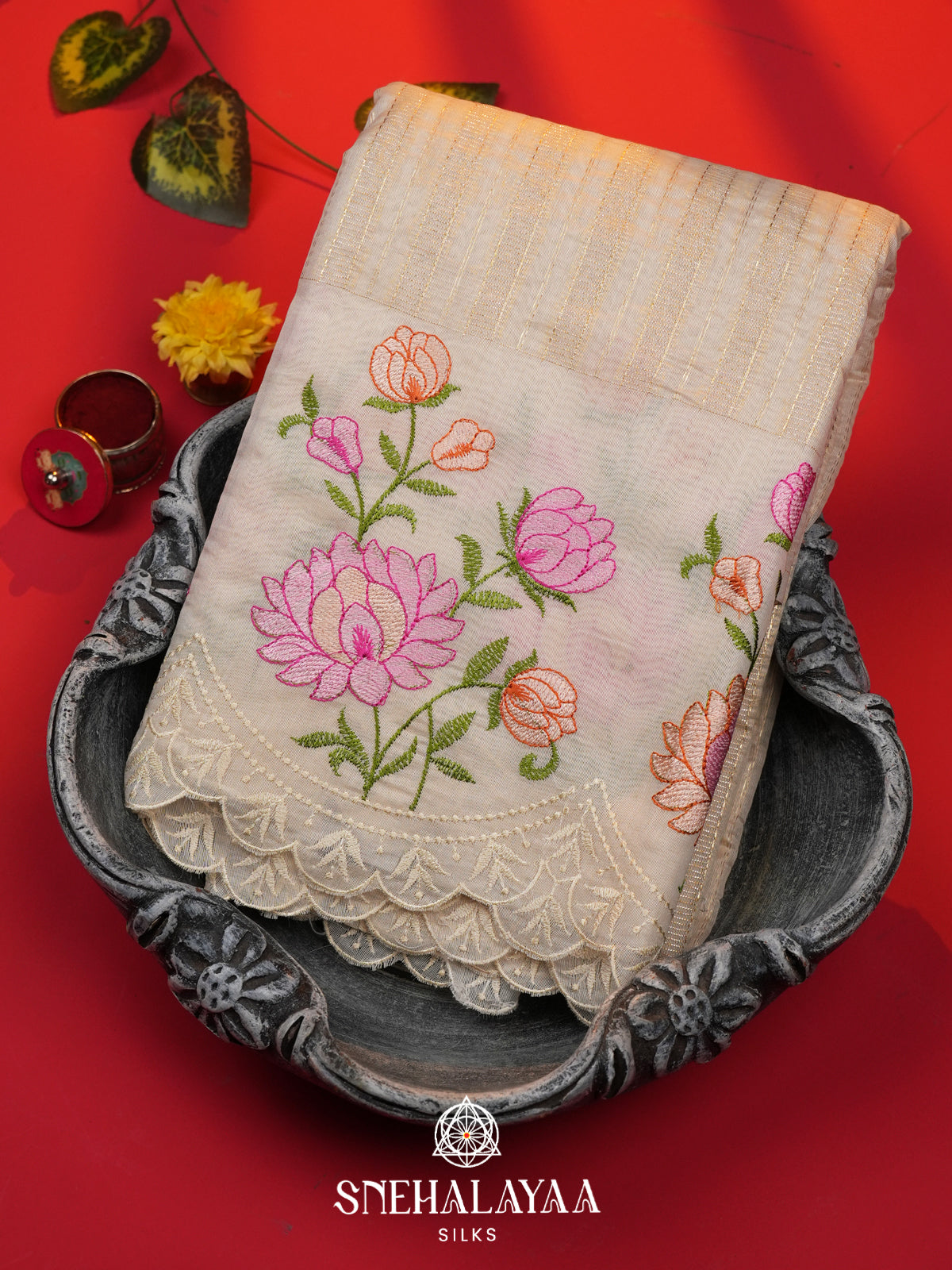 Beige Linen Saree