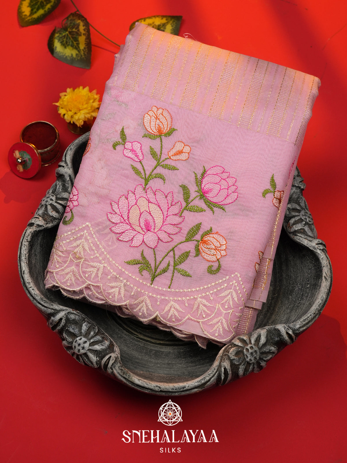 Pink Linen Saree