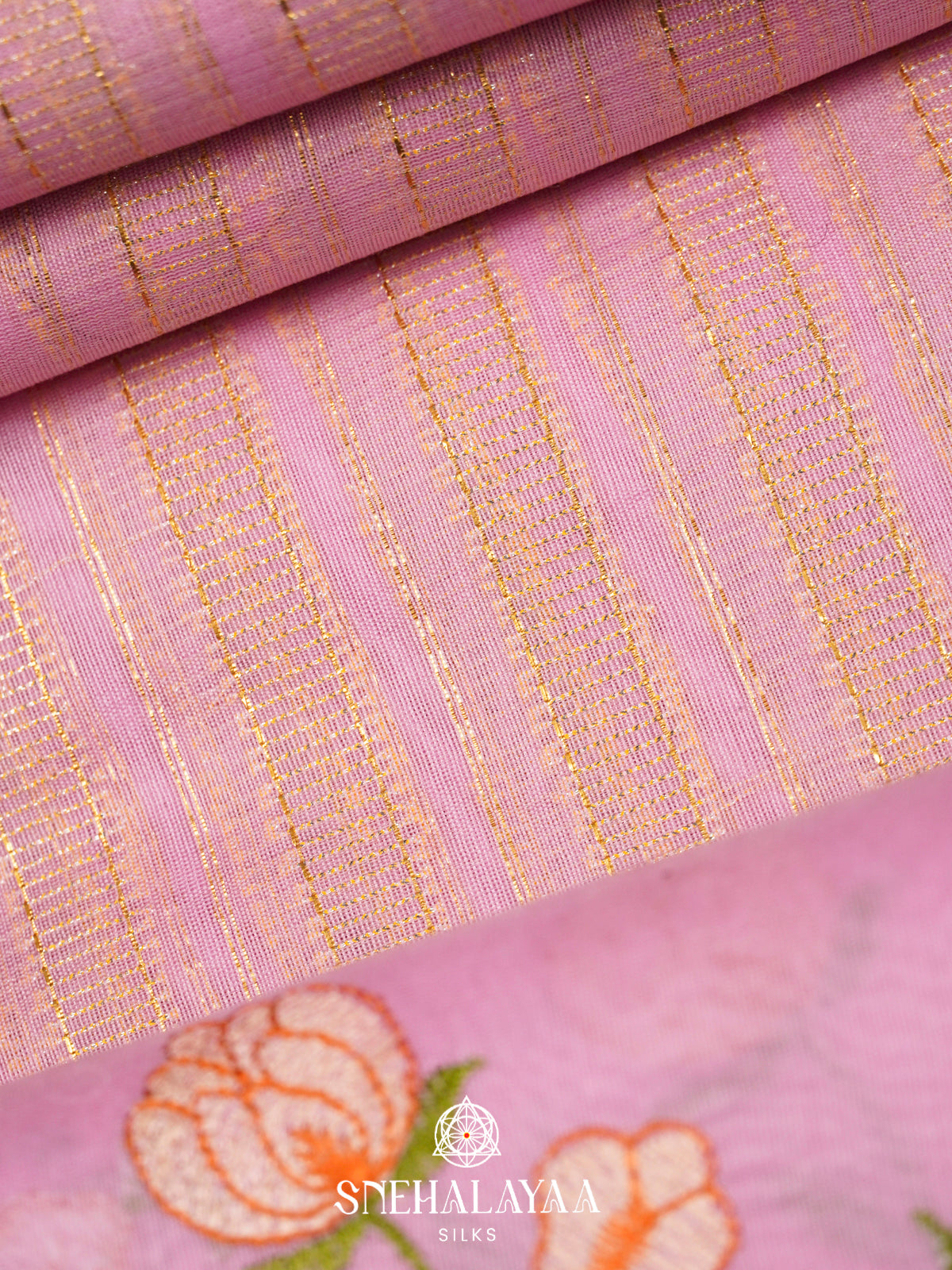 Pink Linen Saree