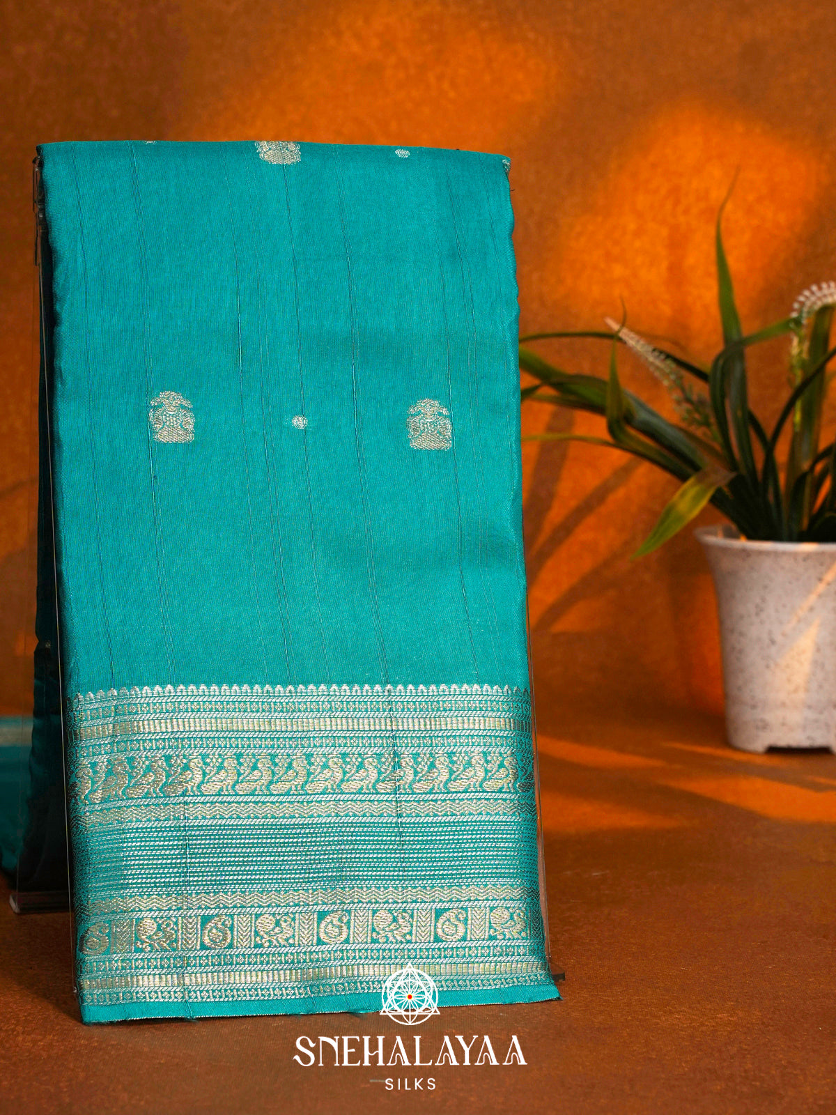 Teal Blue Dola Saree