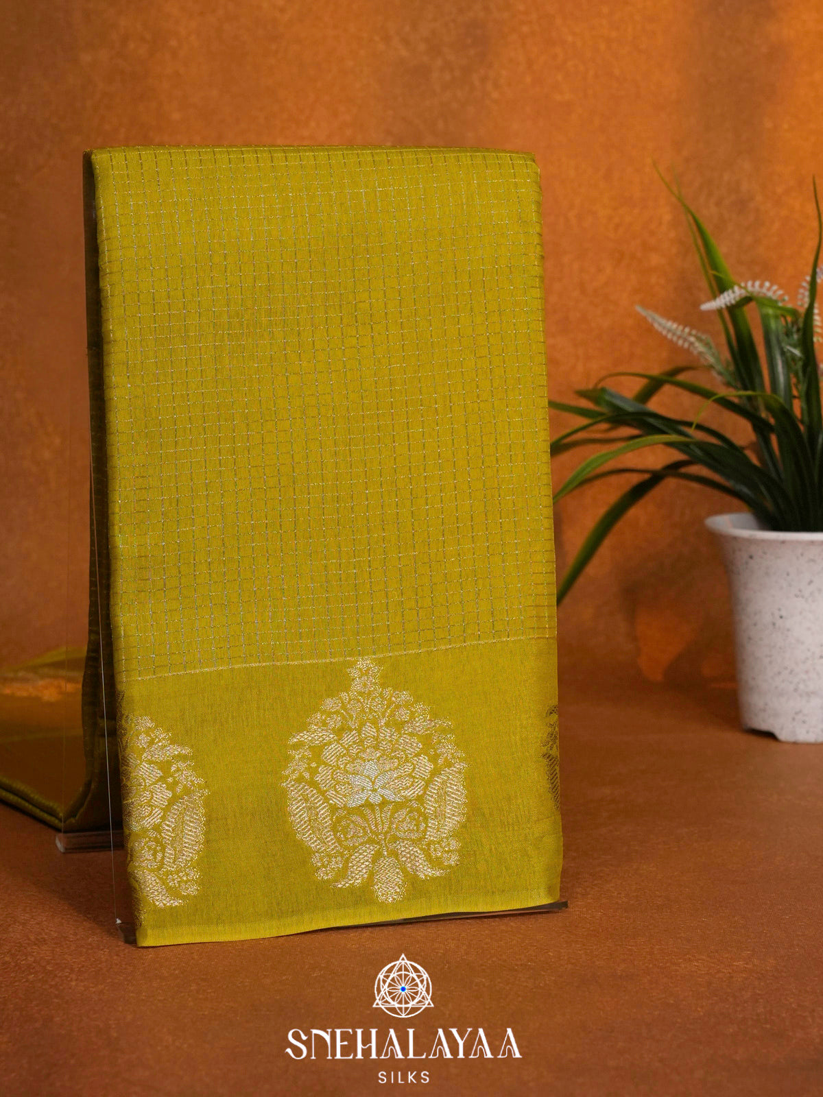 Lime Green  Banaras Saree