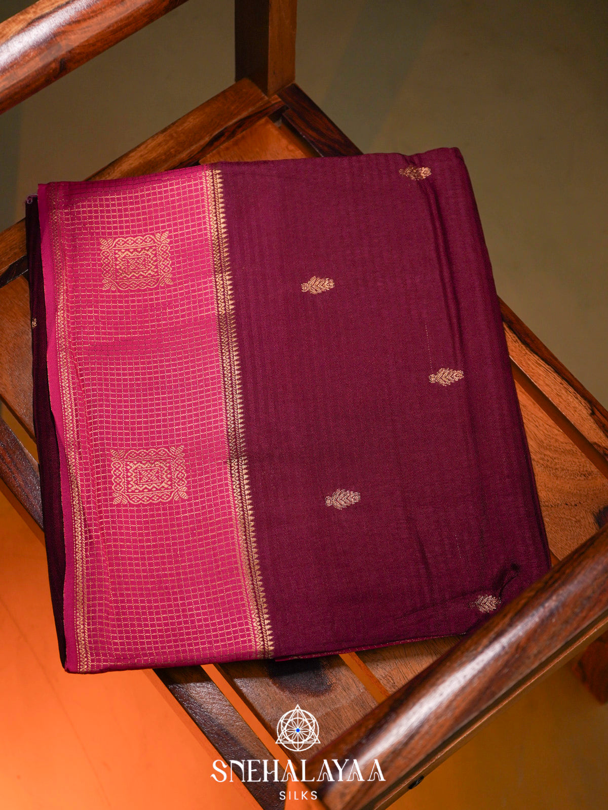 Wine Red  Banaras Saree