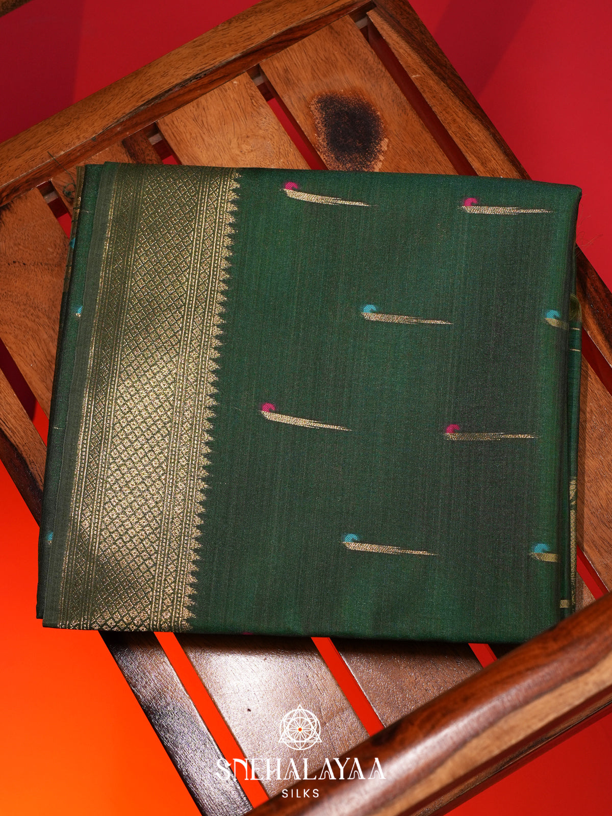 Forest Green Jute Saree