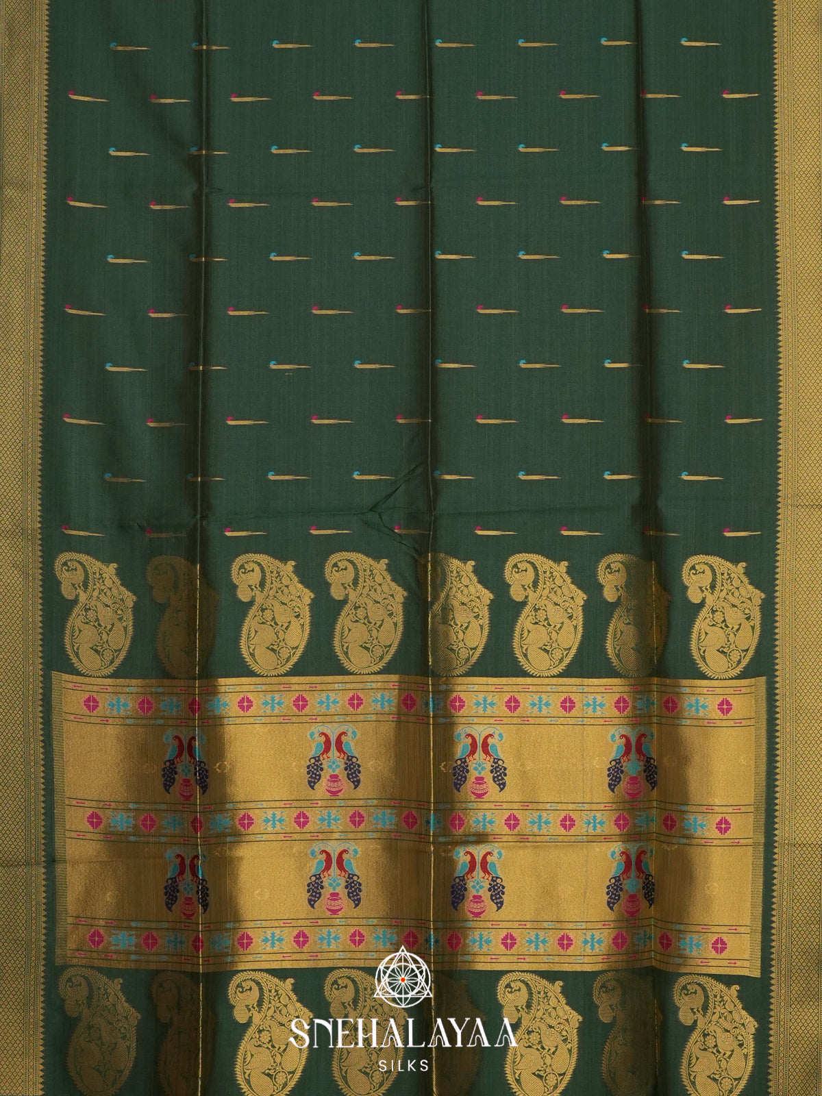Forest Green Jute Saree