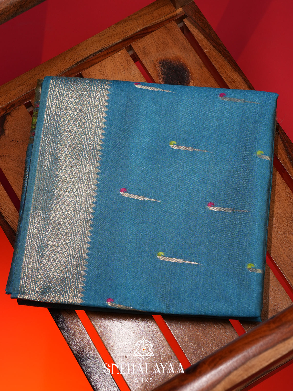 Aqua Blue Jute Saree