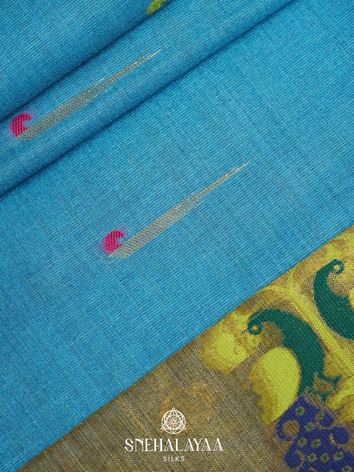 Aqua Blue Jute Saree
