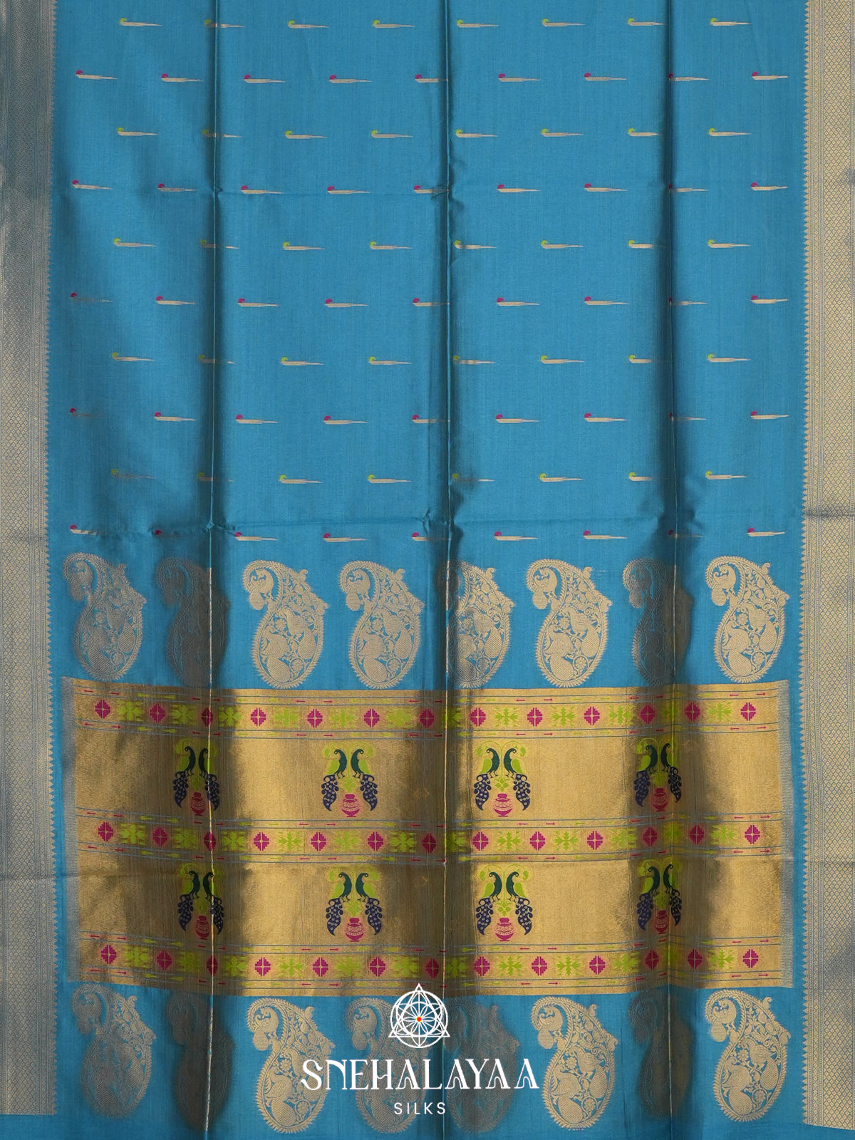 Aqua Blue Jute Saree