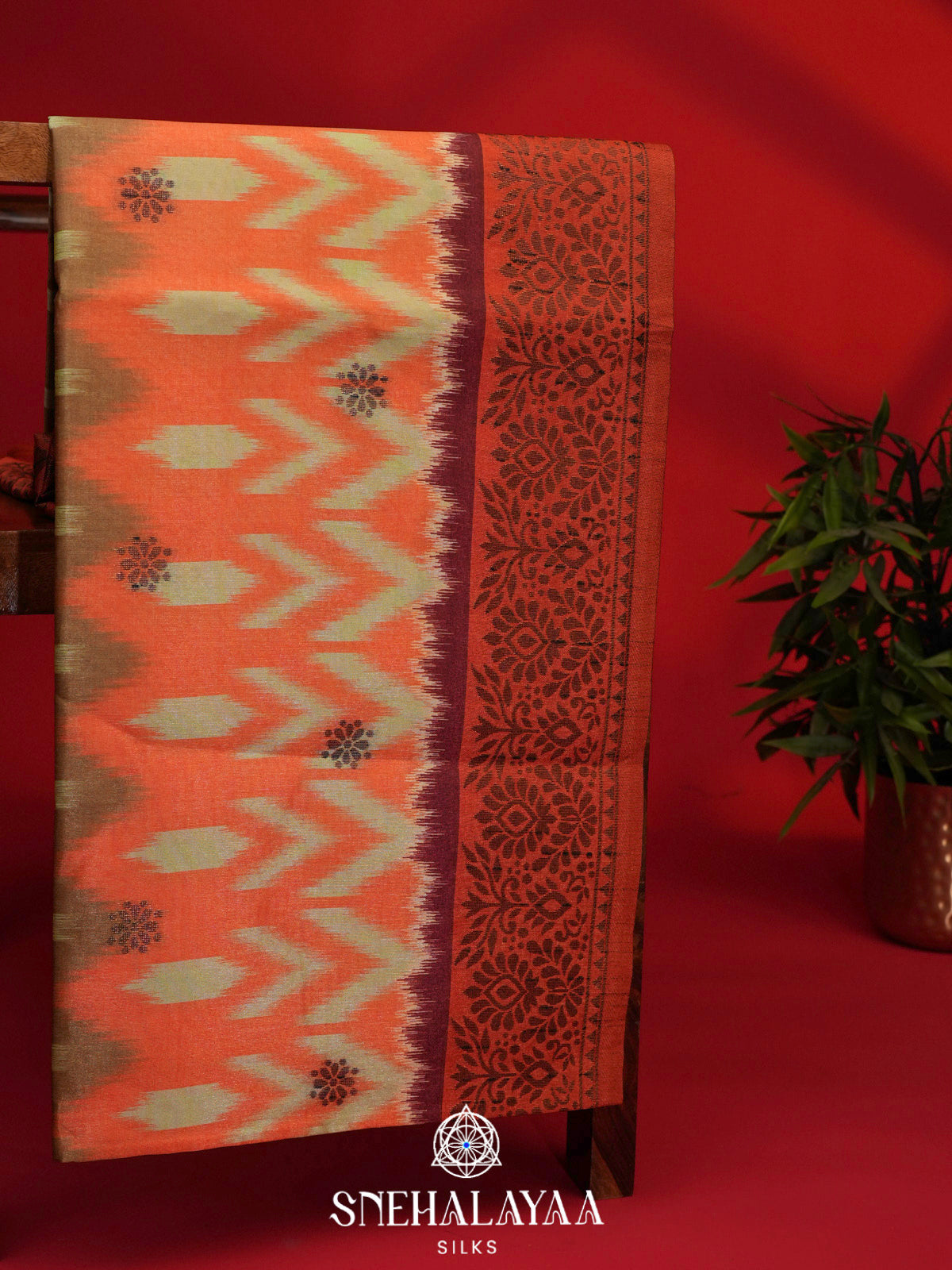 Orange Jute Saree