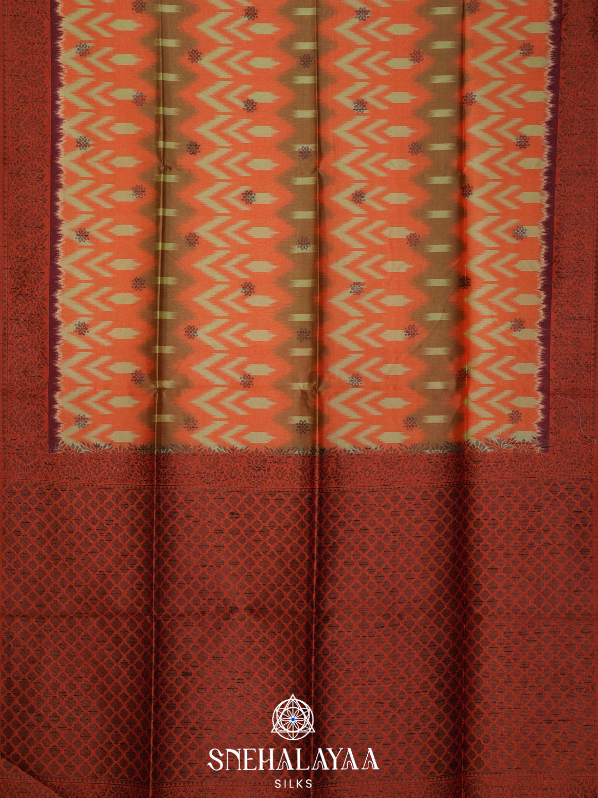 Orange Jute Saree