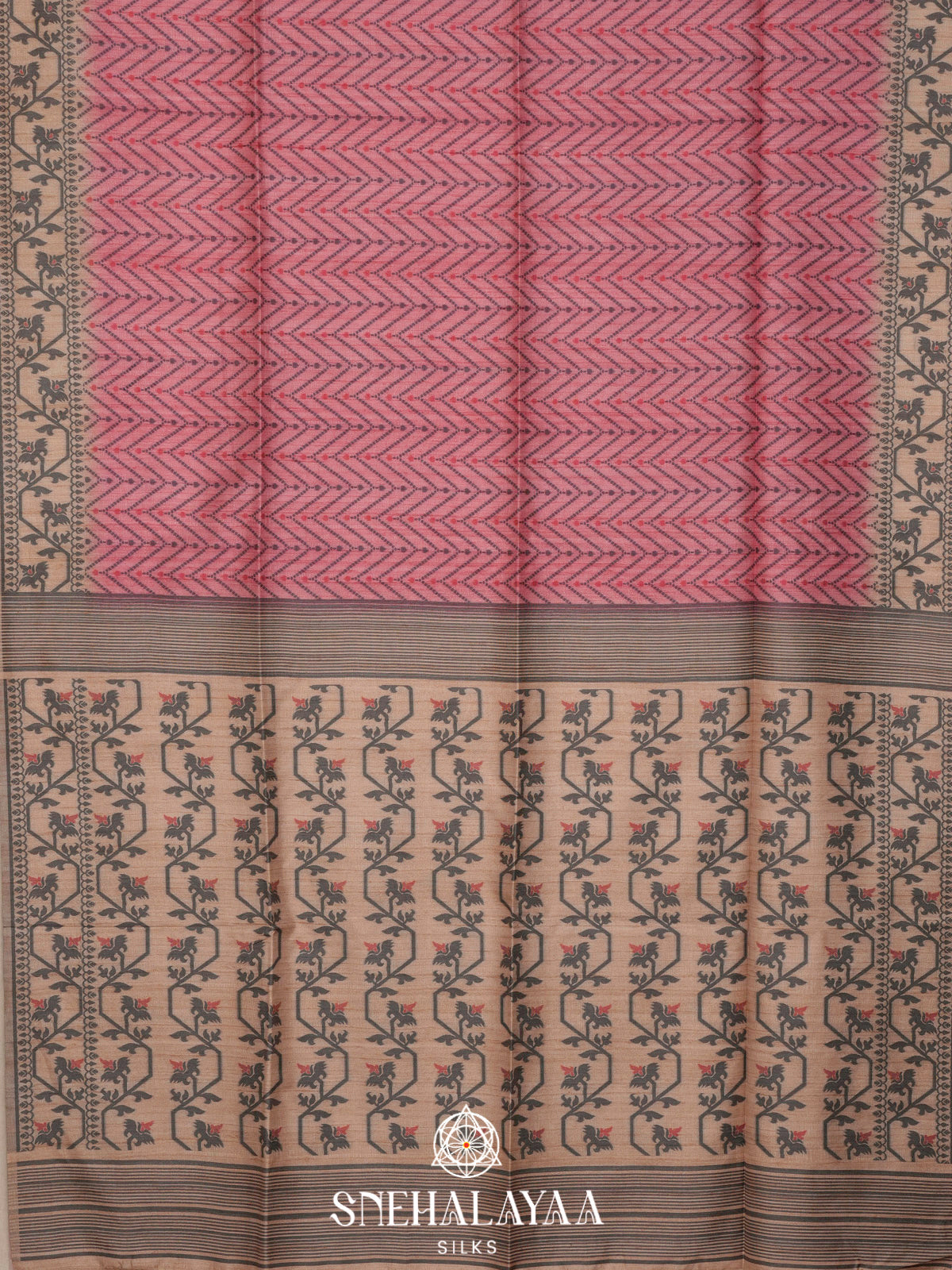 Pink Tussar Saree