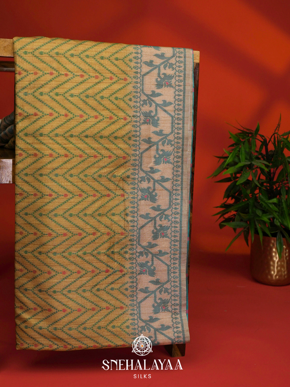 Yellow Tussar Saree