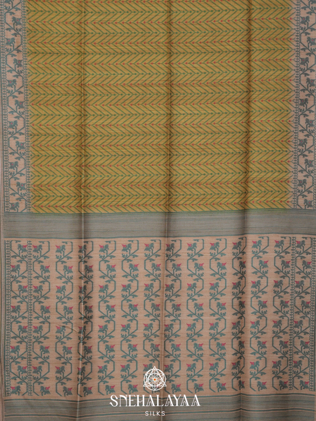 Yellow Tussar Saree