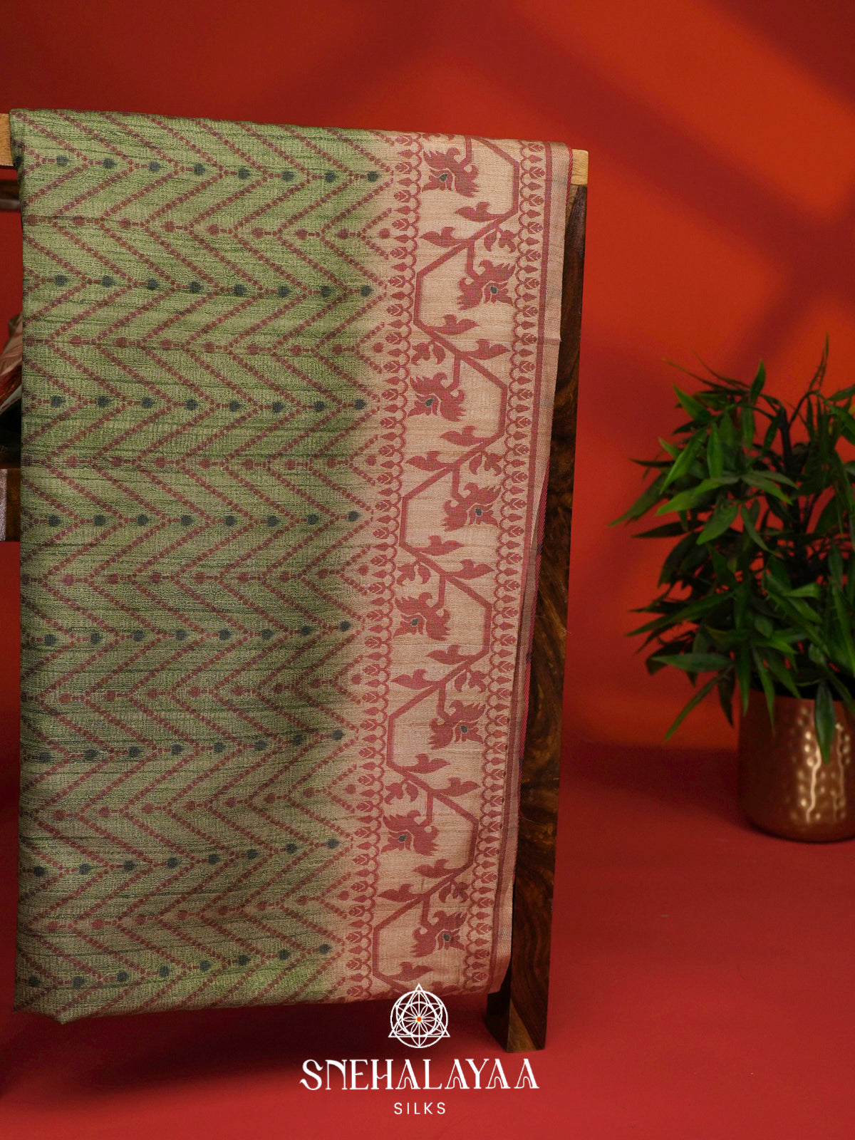 Pale Green Tussar Saree
