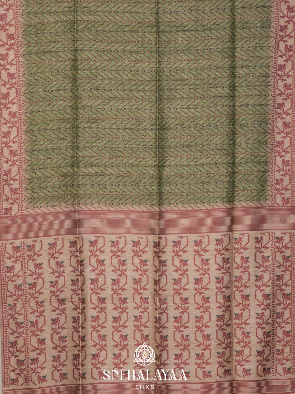 Pale Green Tussar Saree