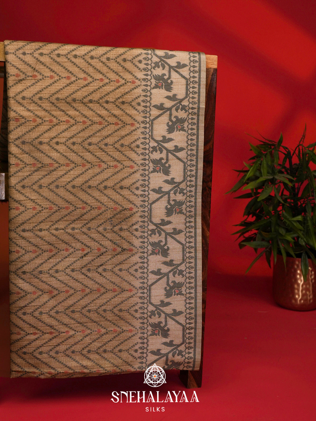 Brown Tussar Saree