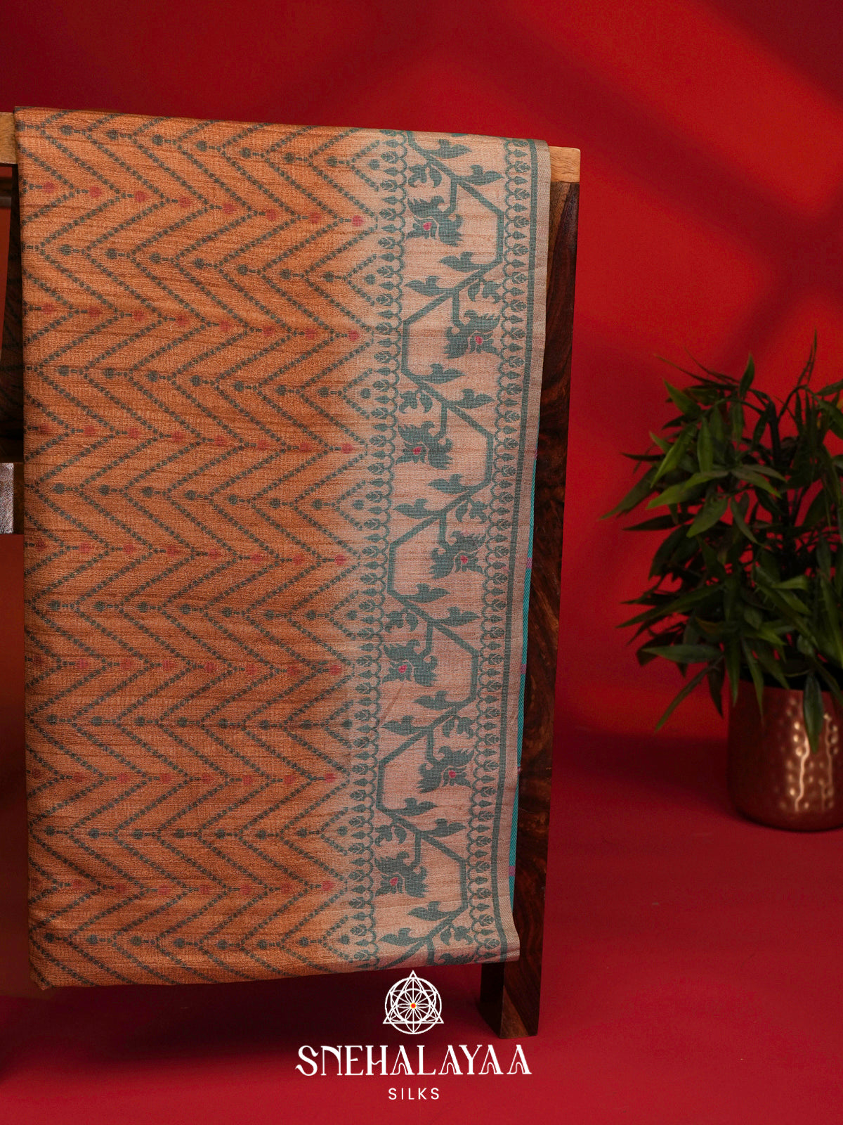Burnt Orange Tussar Saree