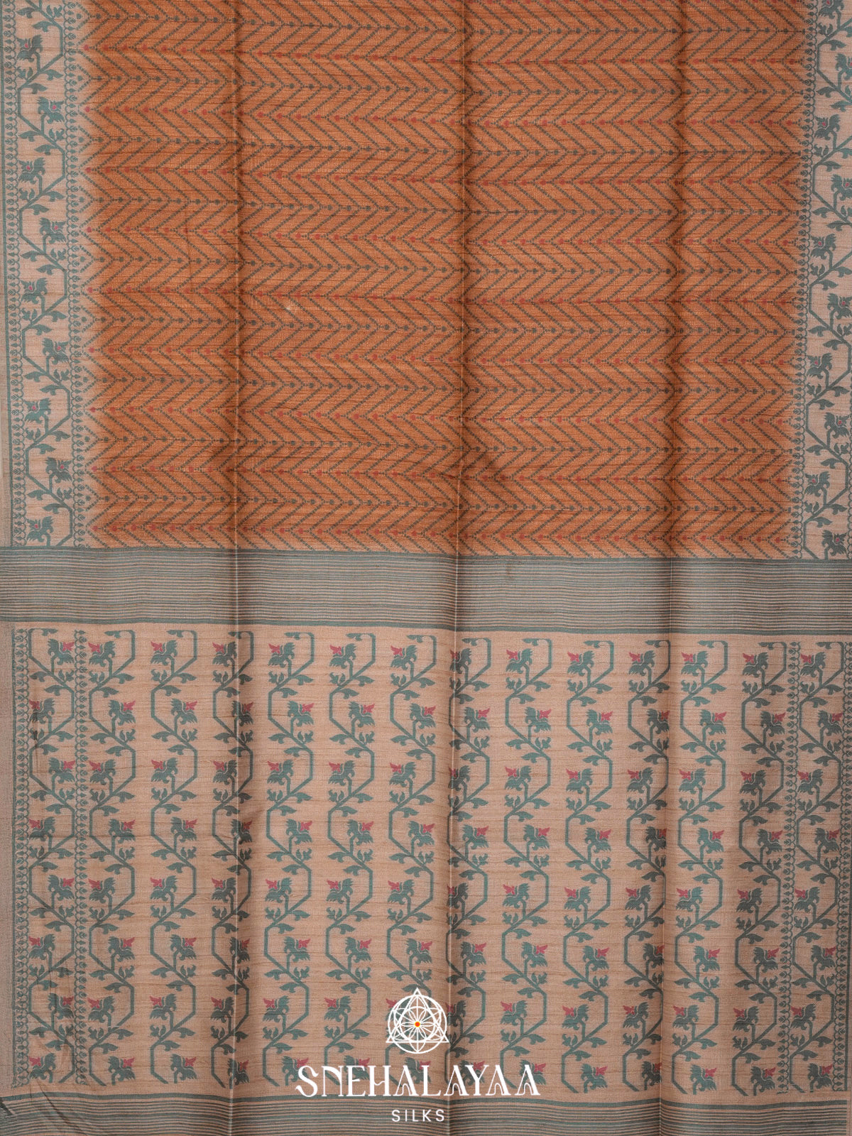 Burnt Orange Tussar Saree