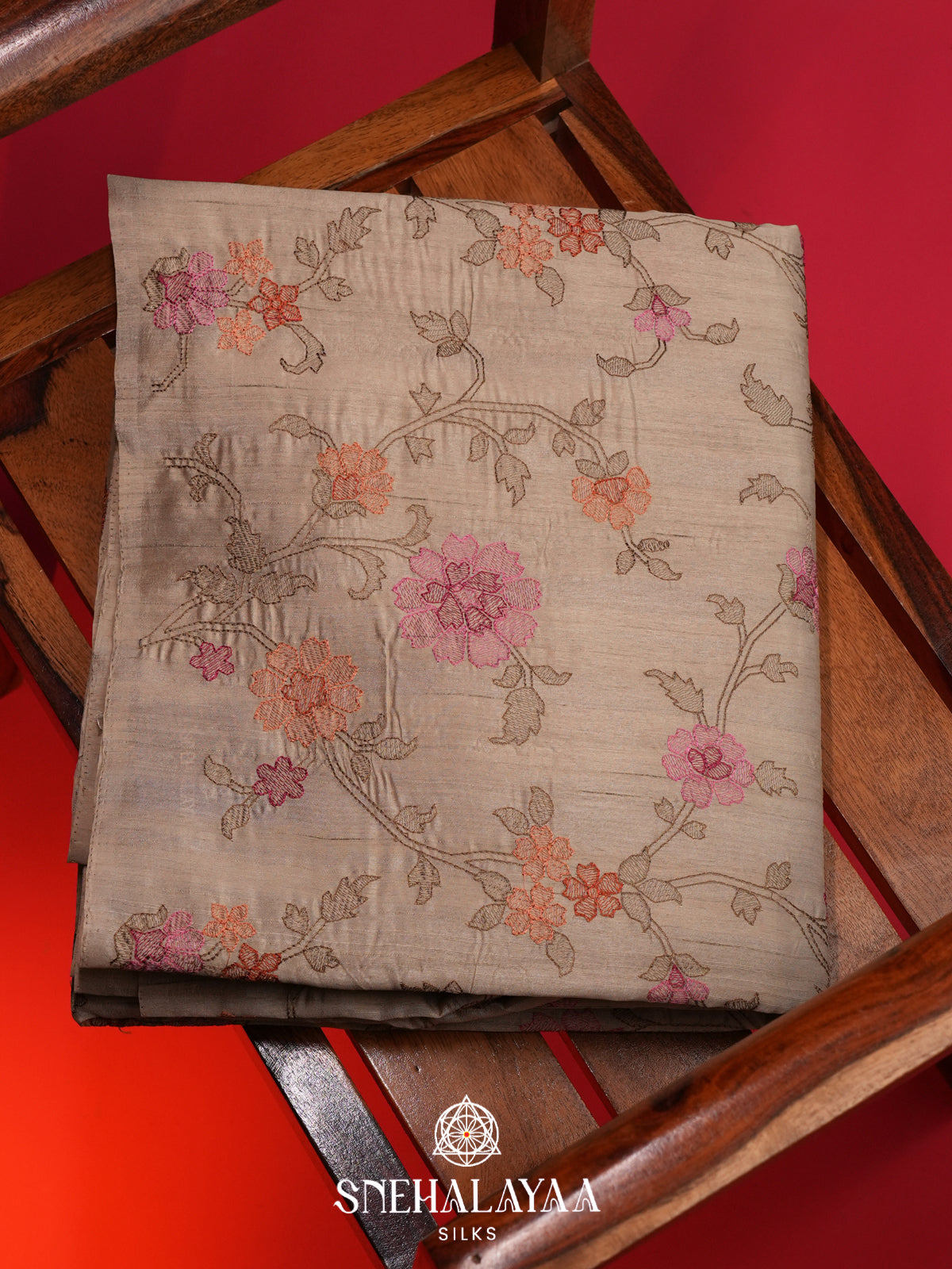 Beige Raw Silk Saree
