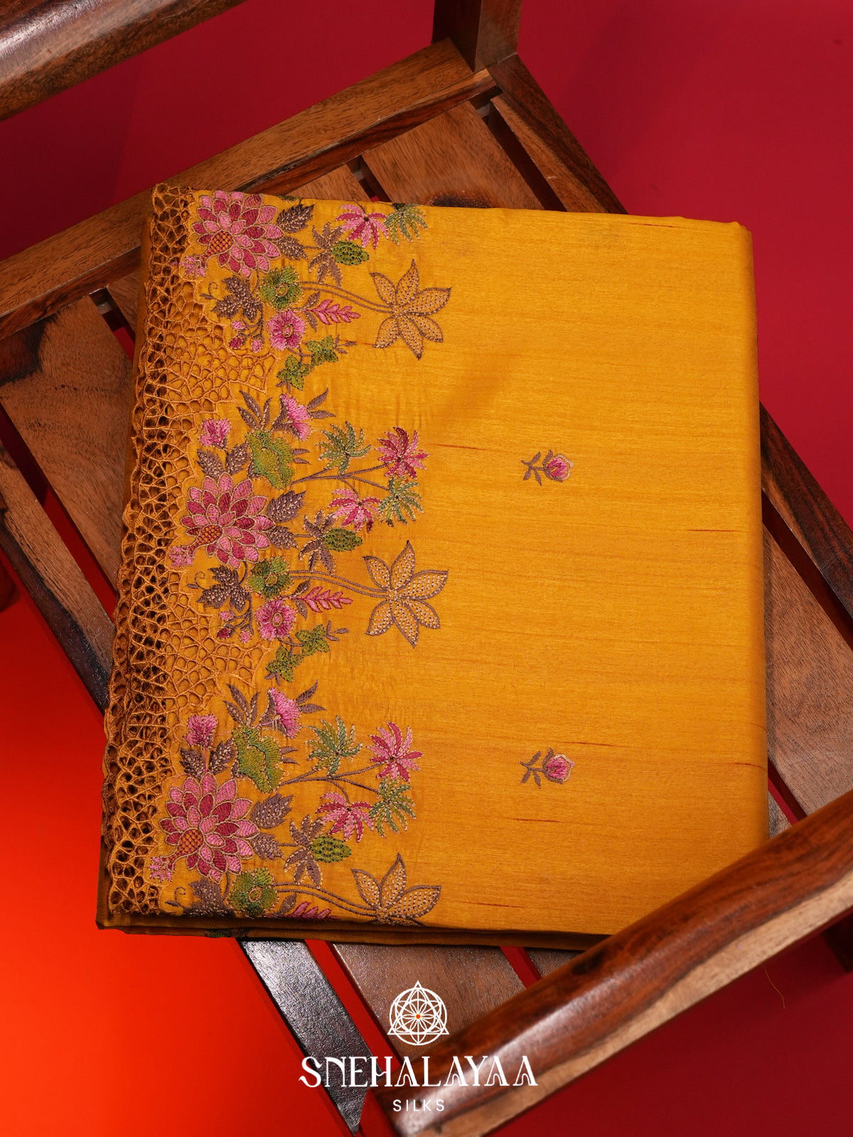 Mango Yellow Raw Silk Saree