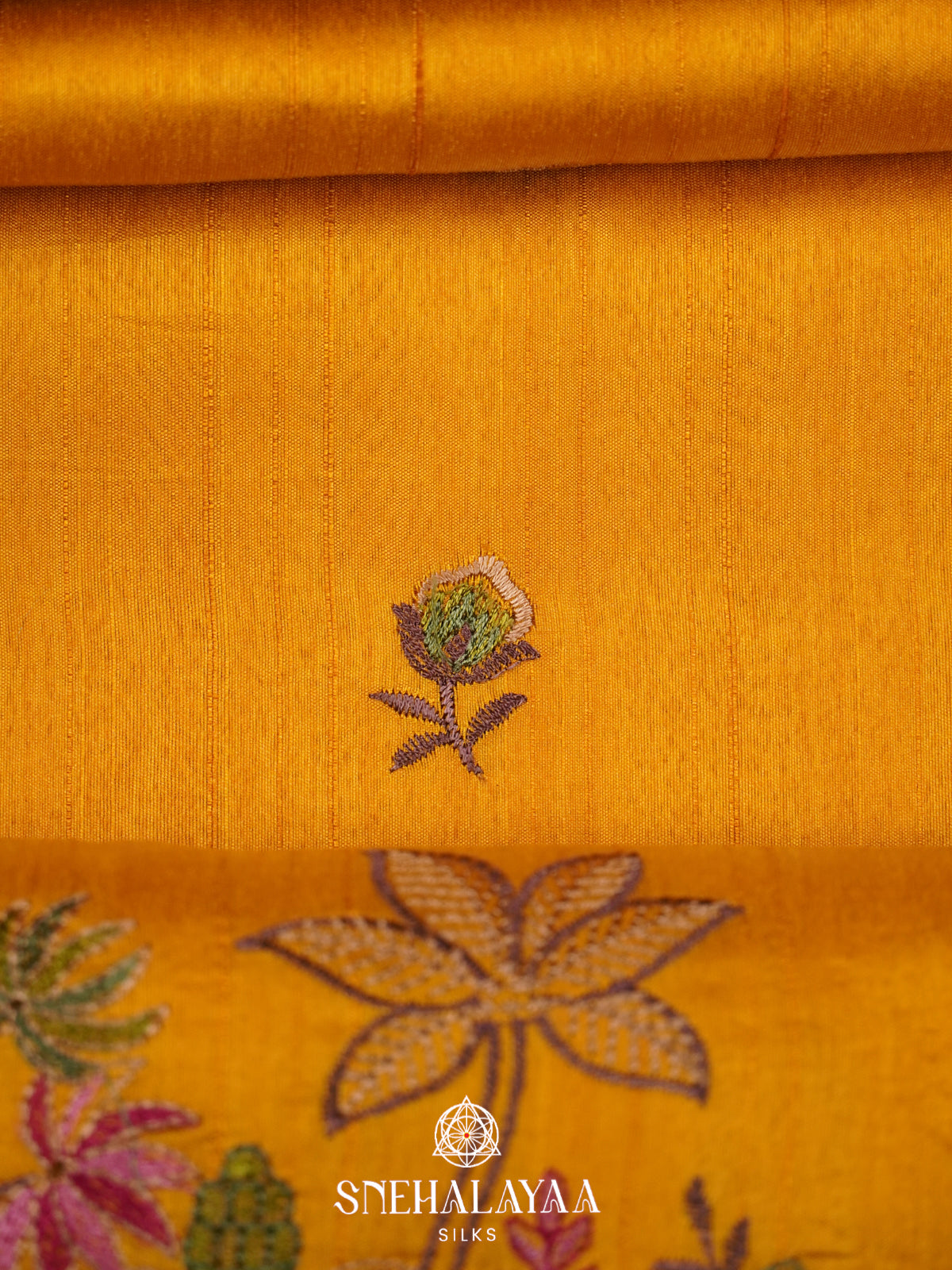 Mango Yellow Raw Silk Saree