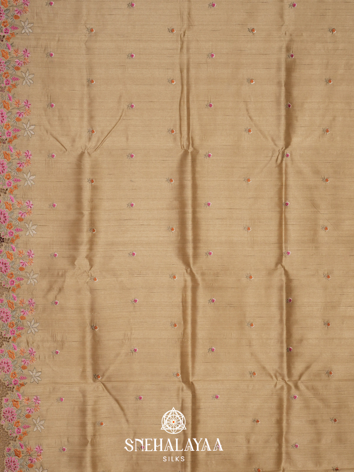 Beige Gold Raw Silk Saree