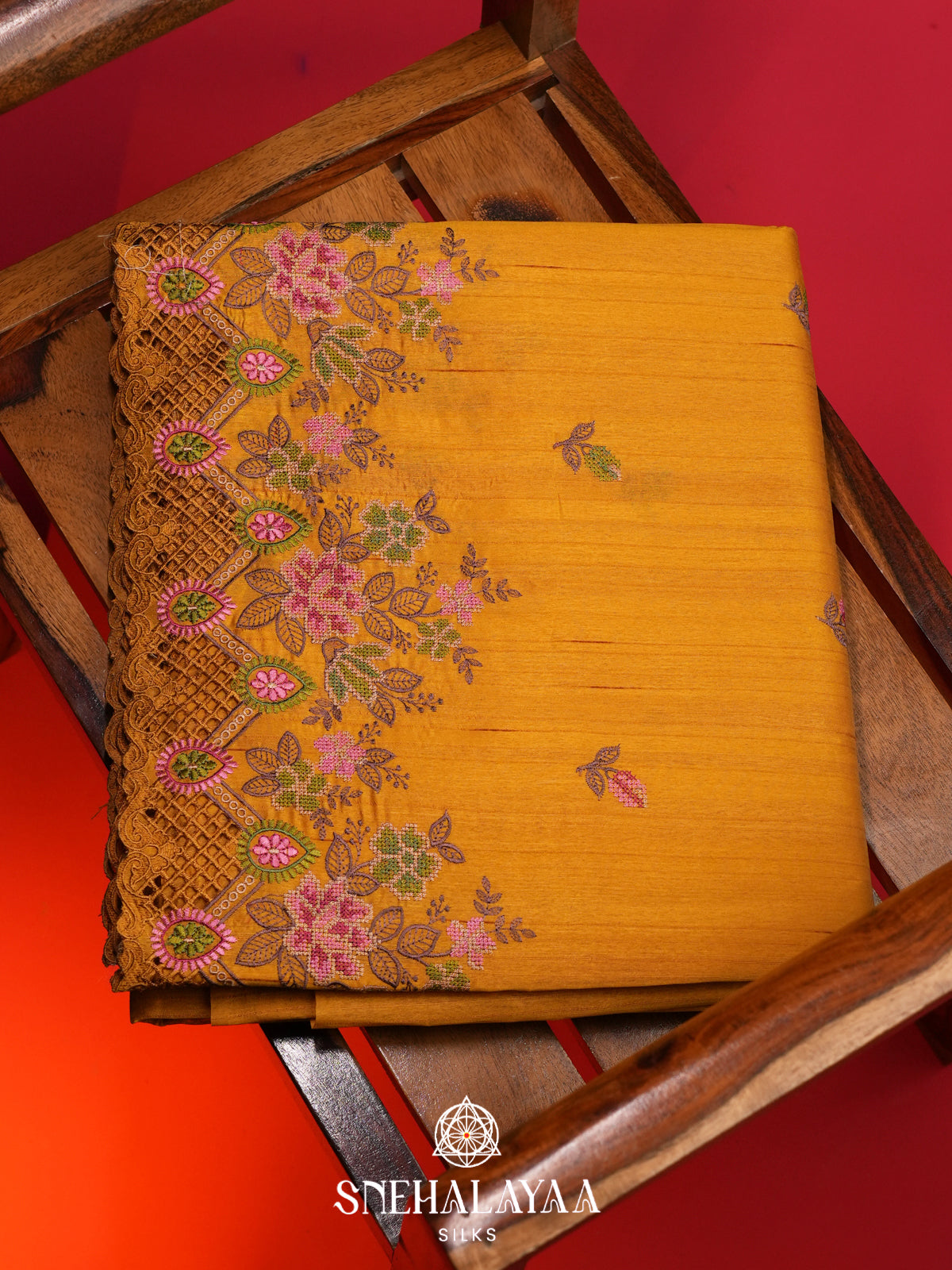 Mango Yellow Raw Silk Saree