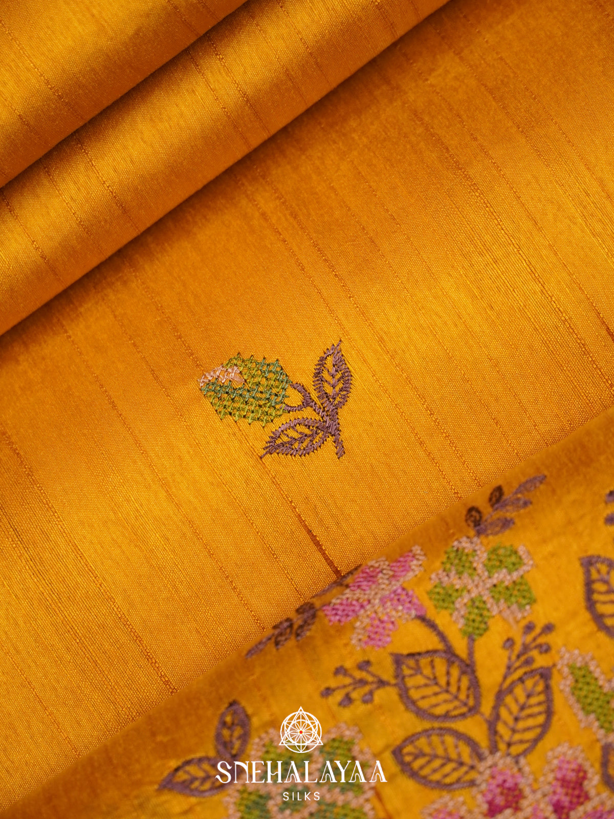 Mango Yellow Raw Silk Saree
