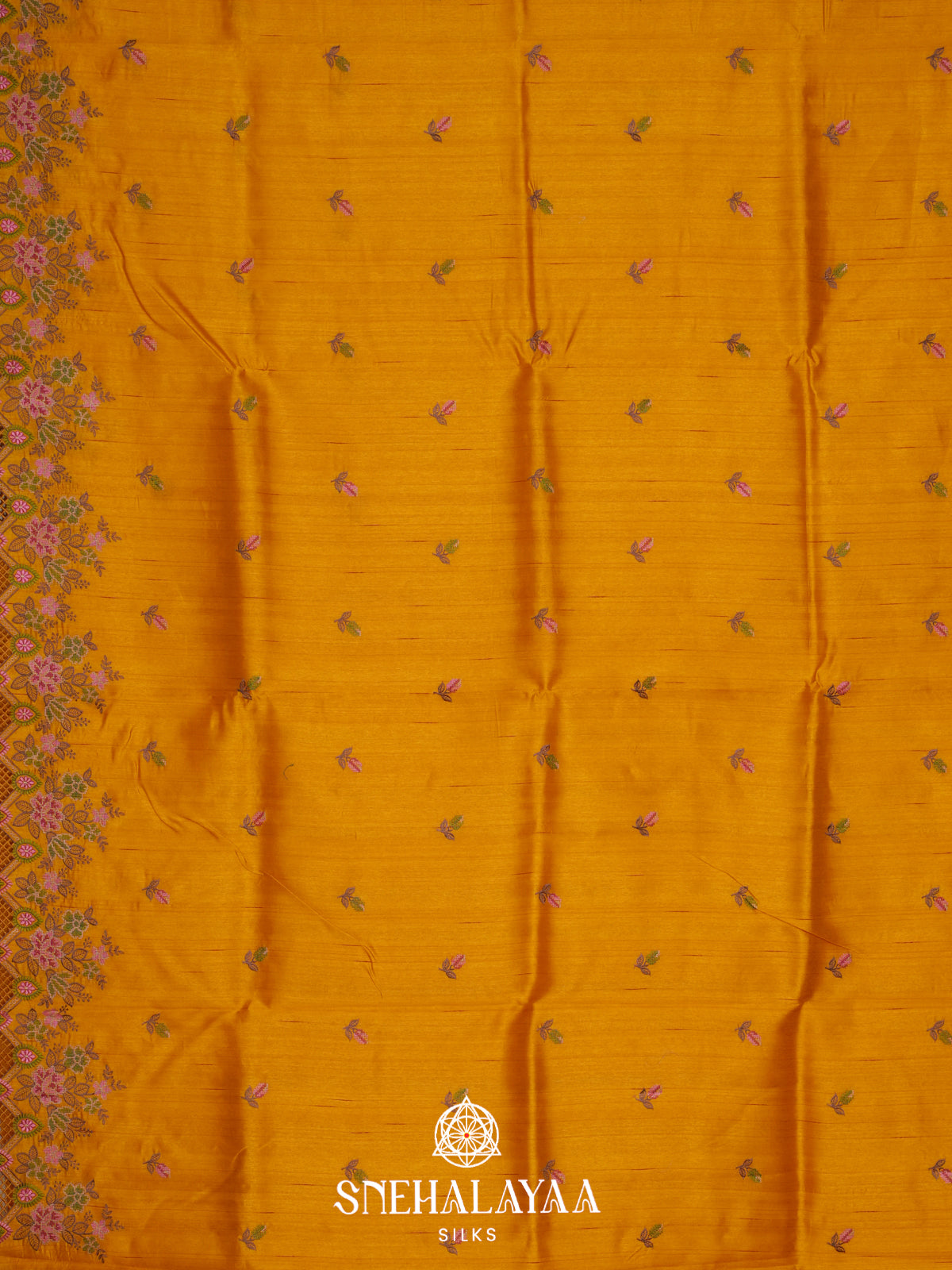 Mango Yellow Raw Silk Saree