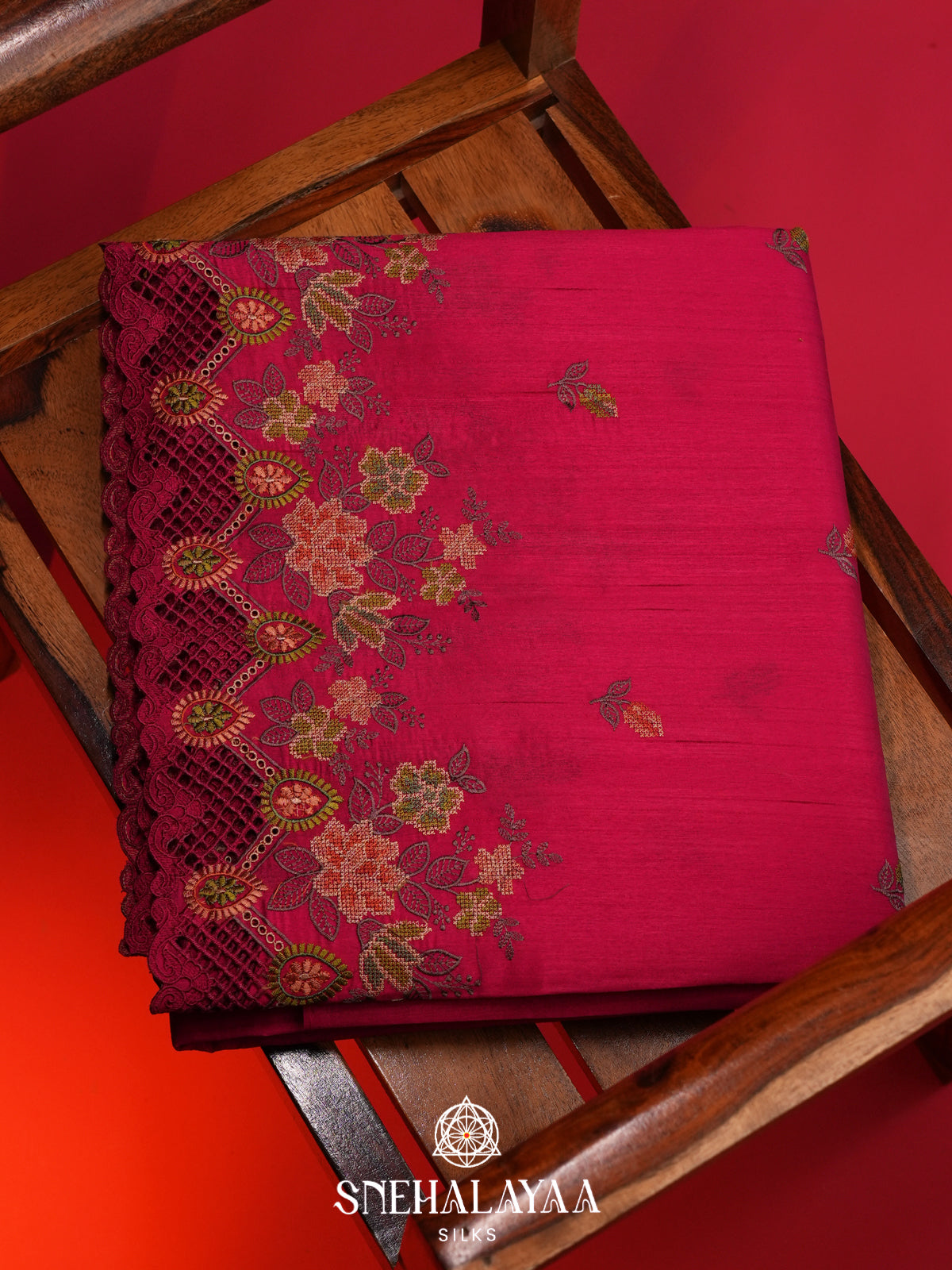 Ruby Red Raw Silk Saree