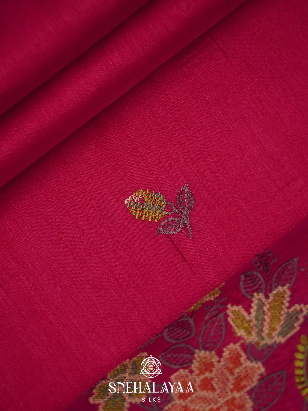 Ruby Red Raw Silk Saree