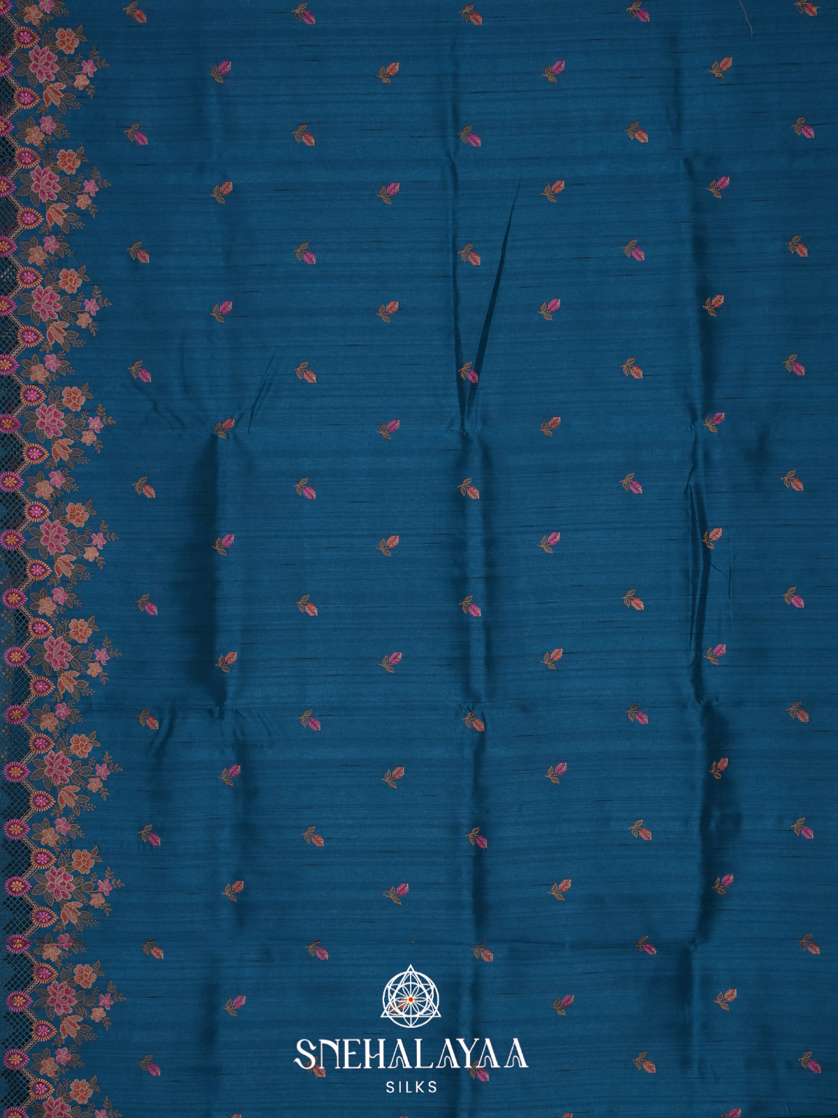 Peacock Blue Raw Silk Saree