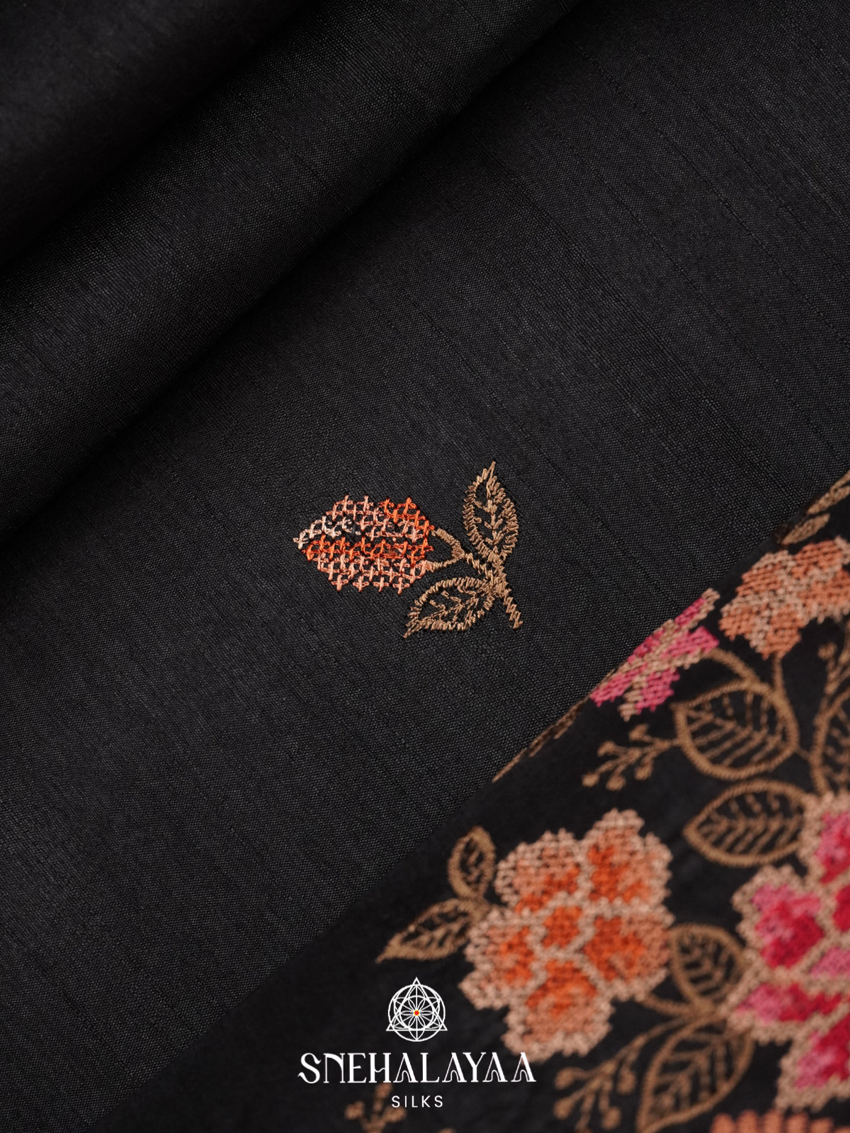 Black Raw Silk Saree