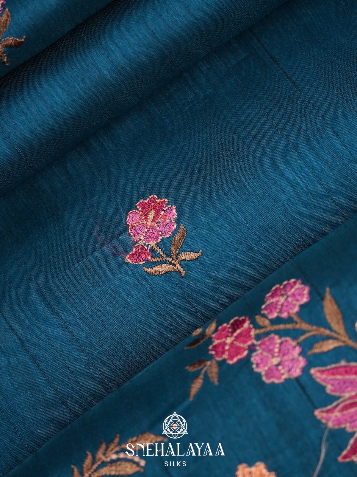 Peacock Blue Raw Silk Saree