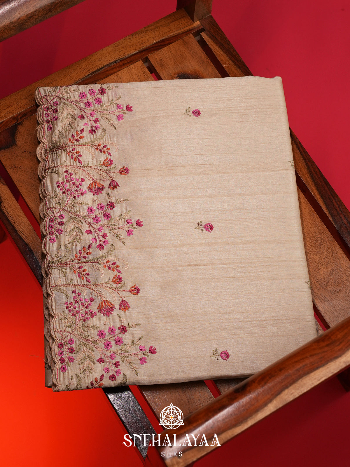 Cream Raw Silk Saree