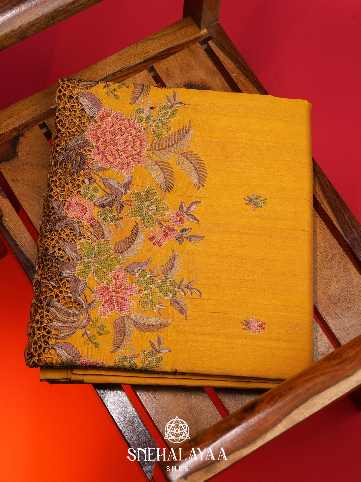 Mango Yellow Raw Silk Saree